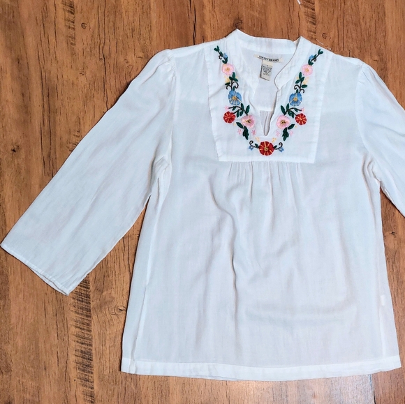 Lucky Brand White Cotton Embroidered Top, Size S - Picture 1 of 7